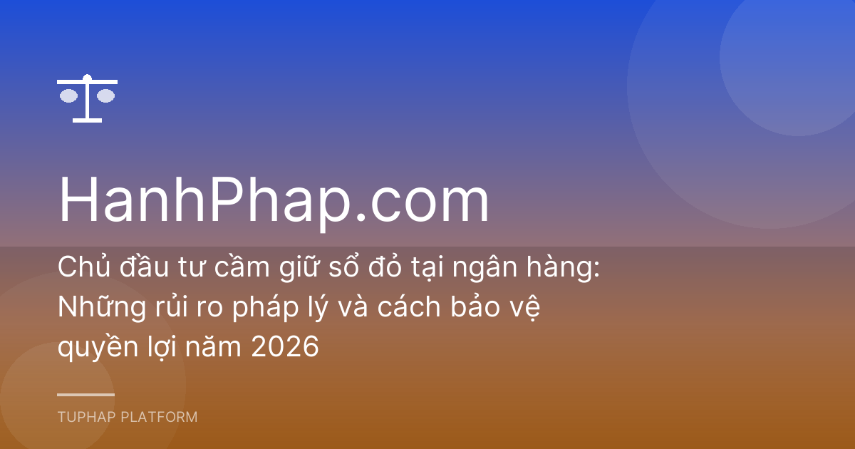 Chủ đầu tư cầm giữ sổ đỏ tại ngân hàng: Những rủi ro pháp lý và cách bảo vệ quyền lợi năm 2026