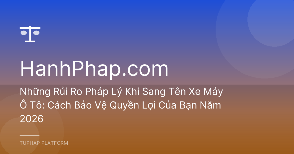 Những Rủi Ro Pháp Lý Khi Sang Tên Xe Máy Ô Tô: Cách Bảo Vệ Quyền Lợi Của Bạn Năm 2026